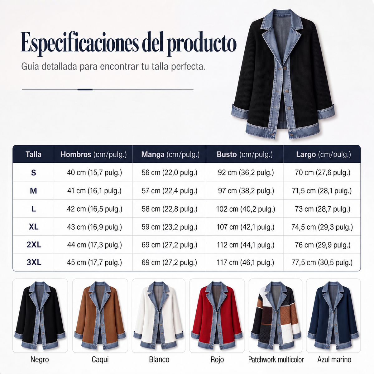 Chaqueta de punto acanalado con detalles denim