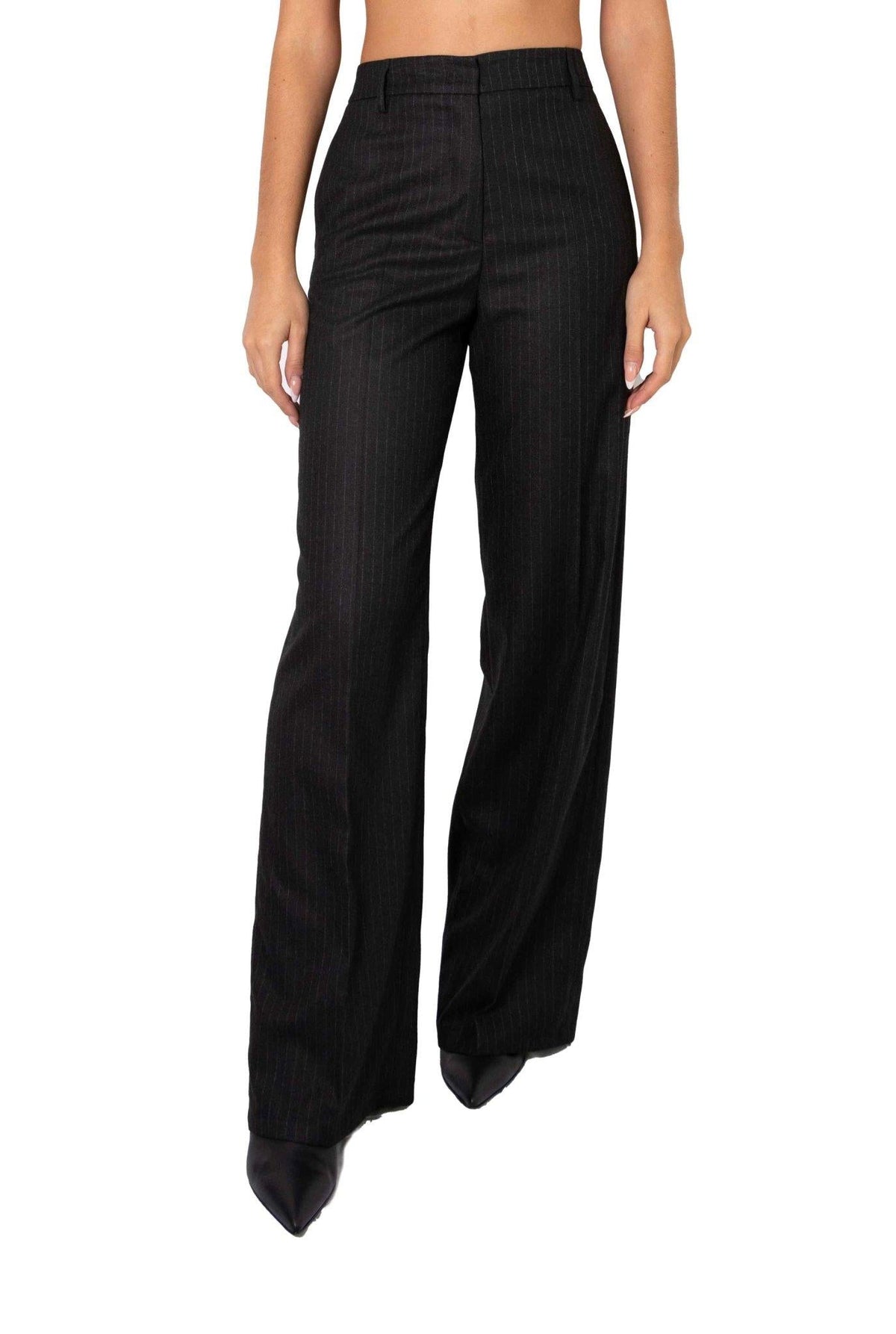 Pantalones a rayas de color gris antracita