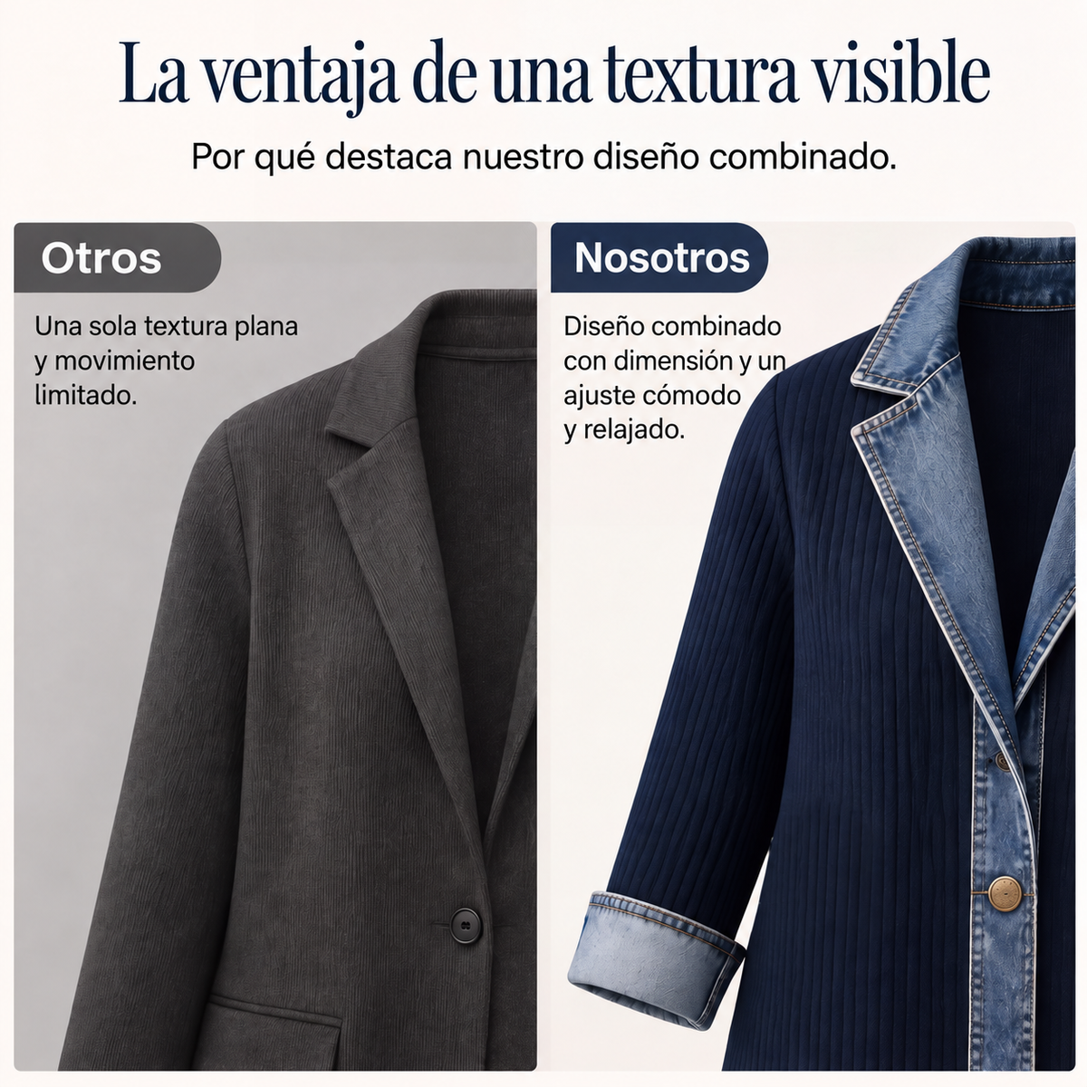 Chaqueta de punto acanalado con detalles denim
